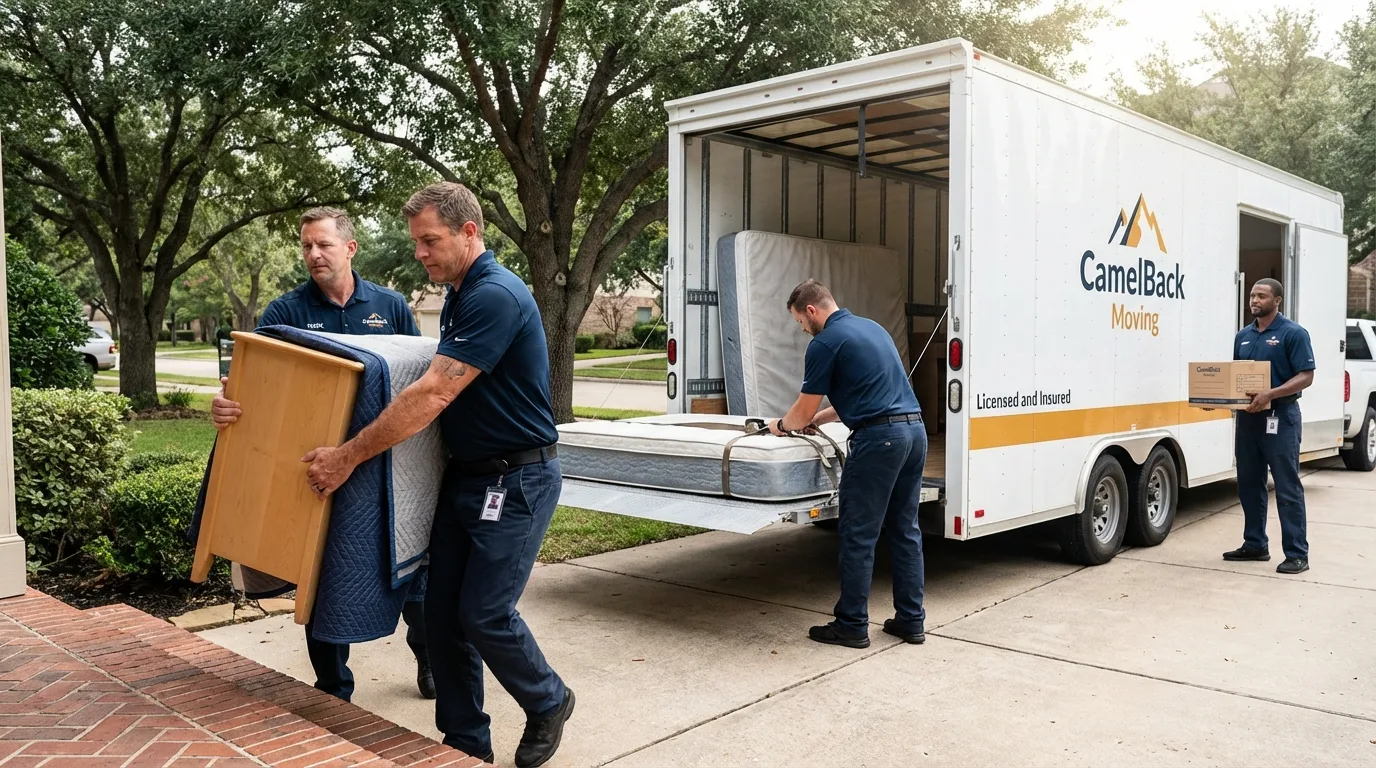 Crew loading residential truck for cross-state move from Clendenin, WV