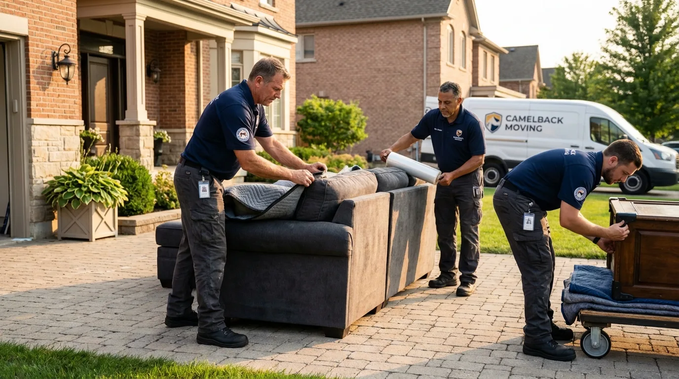 Large estate moving crew wrapping furniture in Clendenin, WV